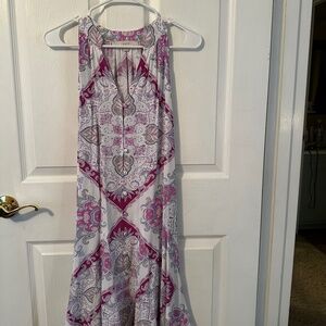 Ann Taylor Loft Size Large Petite Sleeveless Halter Style White With Purple